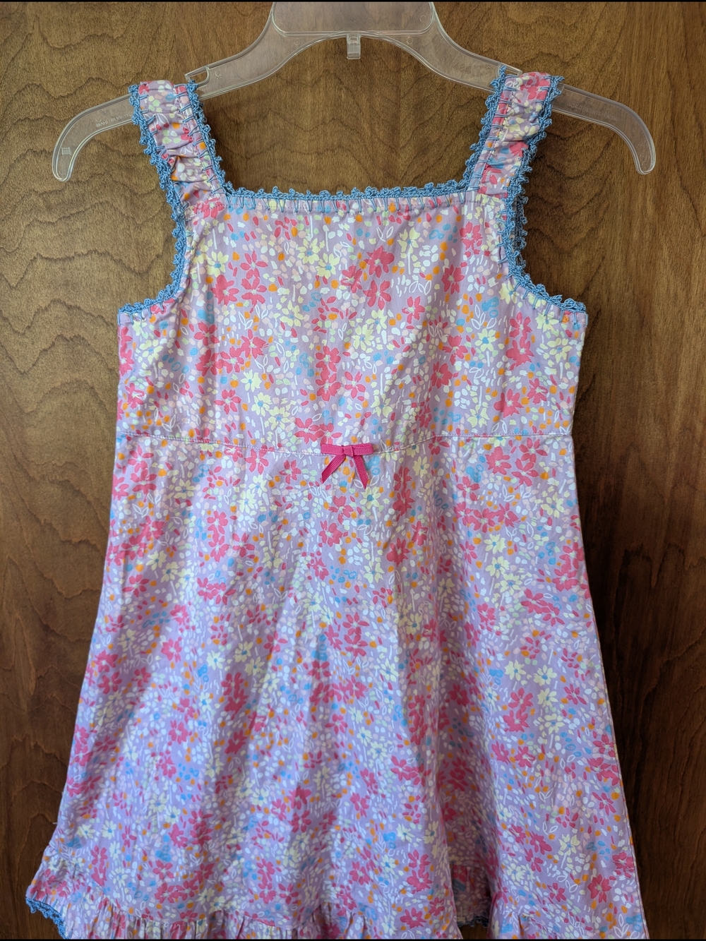 🌺 Hanna Andersson "Flower Market" Sundress with Blue Trim - Picture 2 of 8